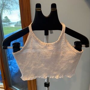 Me to We White Smocked Halter Crop Top